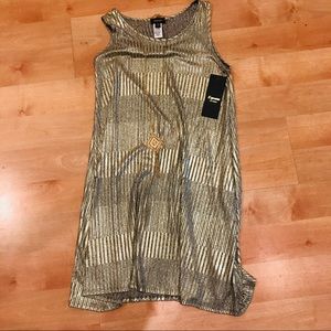 Espresso Metallic Gold Swing Dress